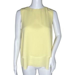 MNG Mango Shirt Womens 6 Yellow Layer Blouse Chiffon Casual Office Spring Easter